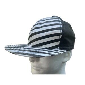 Nexlyne Cotton Black And White Striped Hat Cap